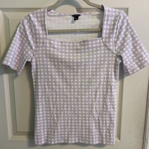 Ann Taylor Lilac Checkered Blouse